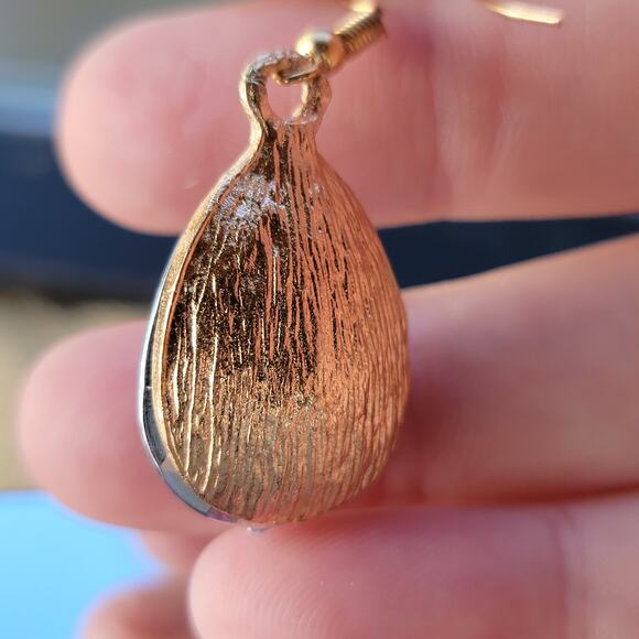 Blue Teardrop Crystal Earrings with Gold-Tone Backing - Picture 6 of 10